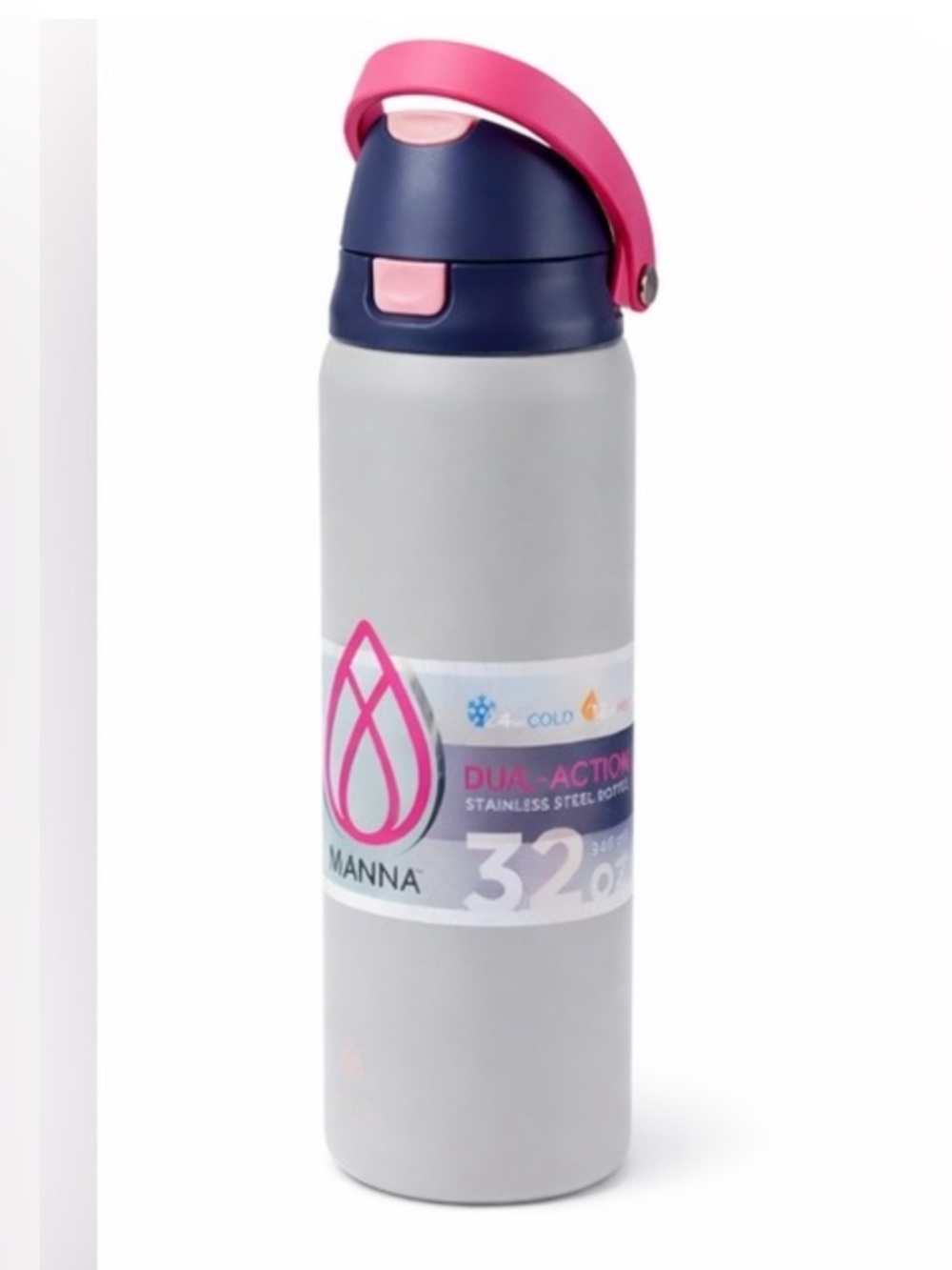 Manna Dual-Action Stainless Steel Hydra Water Bottle Rare Pink Silver Blue NYC
